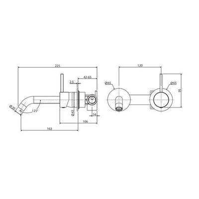 Fienza Kaya Up Basin / Bath Wall Mixer 160mm Outlet Set Matte Black & Chrome - Sydney Home Centre