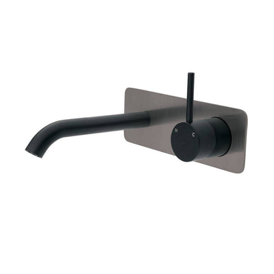 Fienza Kaya Up Basin / Bath Wall Mixer 160mm Outlet Set Matte Black & Gun Metal - Sydney Home Centre