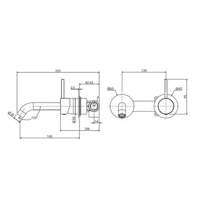 Fienza Kaya Up Basin / Bath Wall Mixer 160mm Outlet Set Matte Black & Urban Brass - Sydney Home Centre