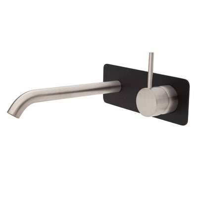 Fienza Kaya Up Basin / Bath Wall Mixer 200mm Outlet Set Brushed Nickel & Matte Black - Sydney Home Centre