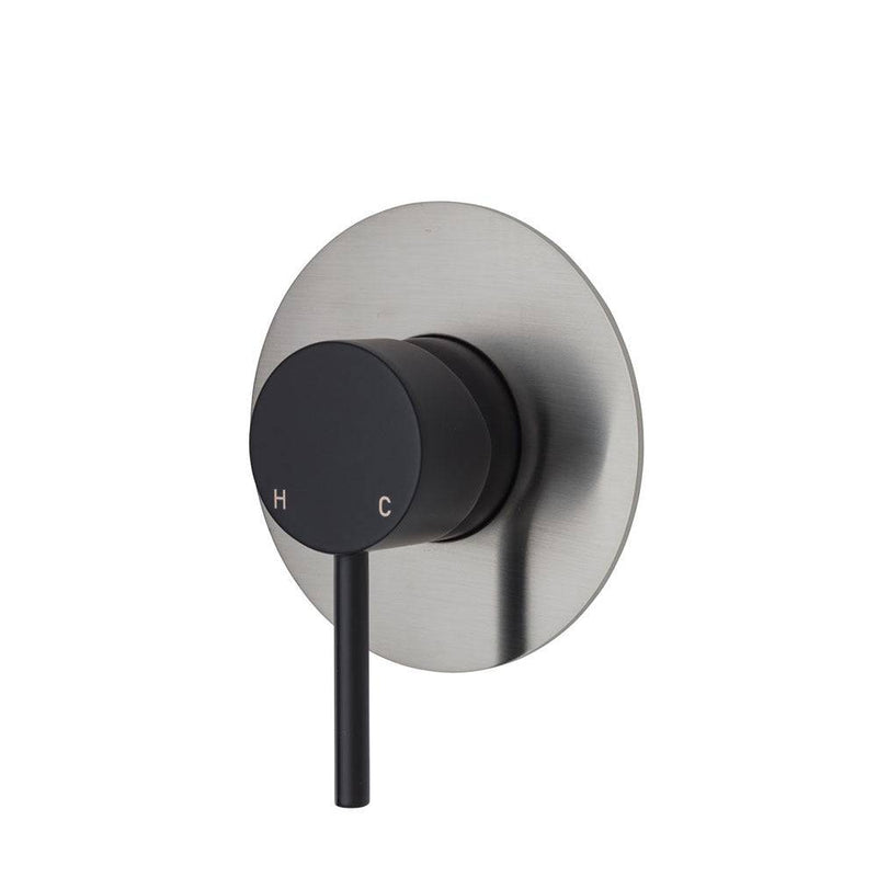 Fienza Kaya Wall Mixer Matte Black & Brushed Nickel - Sydney Home Centre