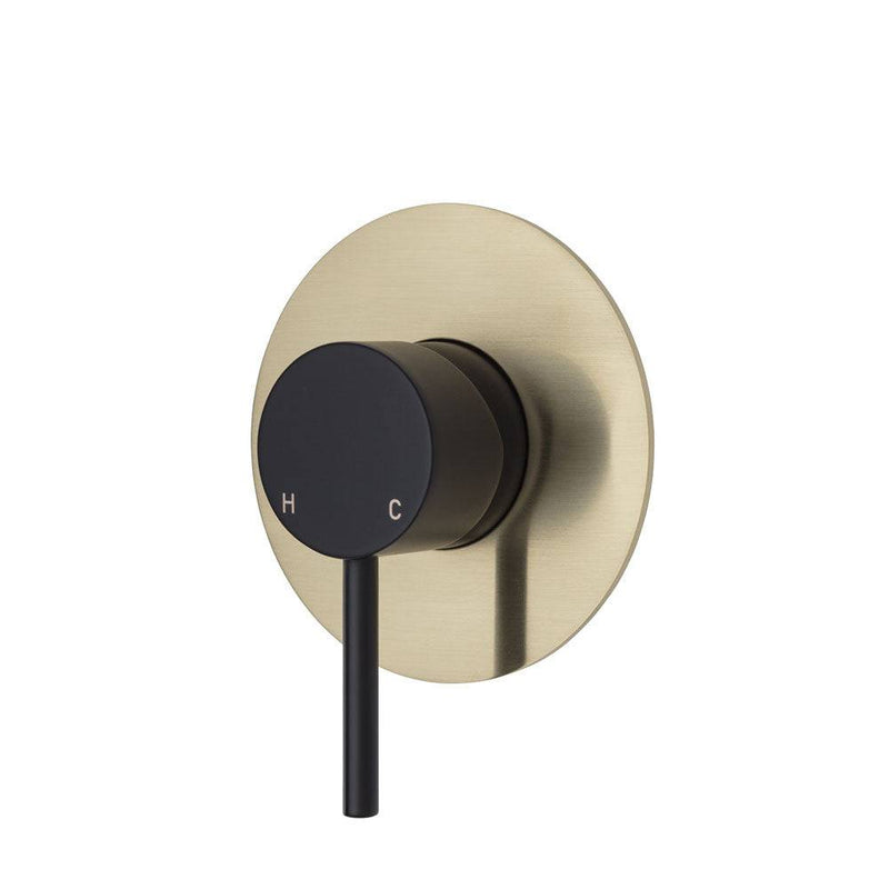 Fienza Kaya Wall Mixer Matte Black & Urban Brass - Sydney Home Centre