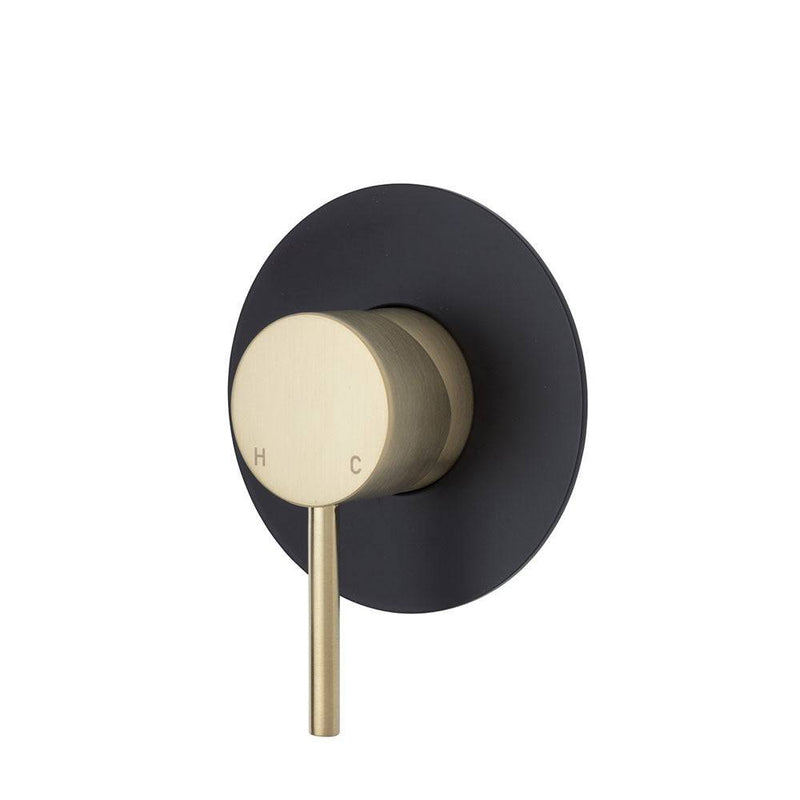 Fienza Kaya Wall Mixer Urban Brass & Matte Black - Sydney Home Centre