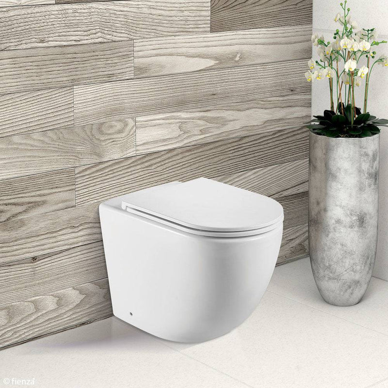 Fienza Koko Wall-Faced Toilet Suite P Trap Matte White - Pan + Seat + GEBERIT Kappa Under Counter Cistern - Sydney Home Centre