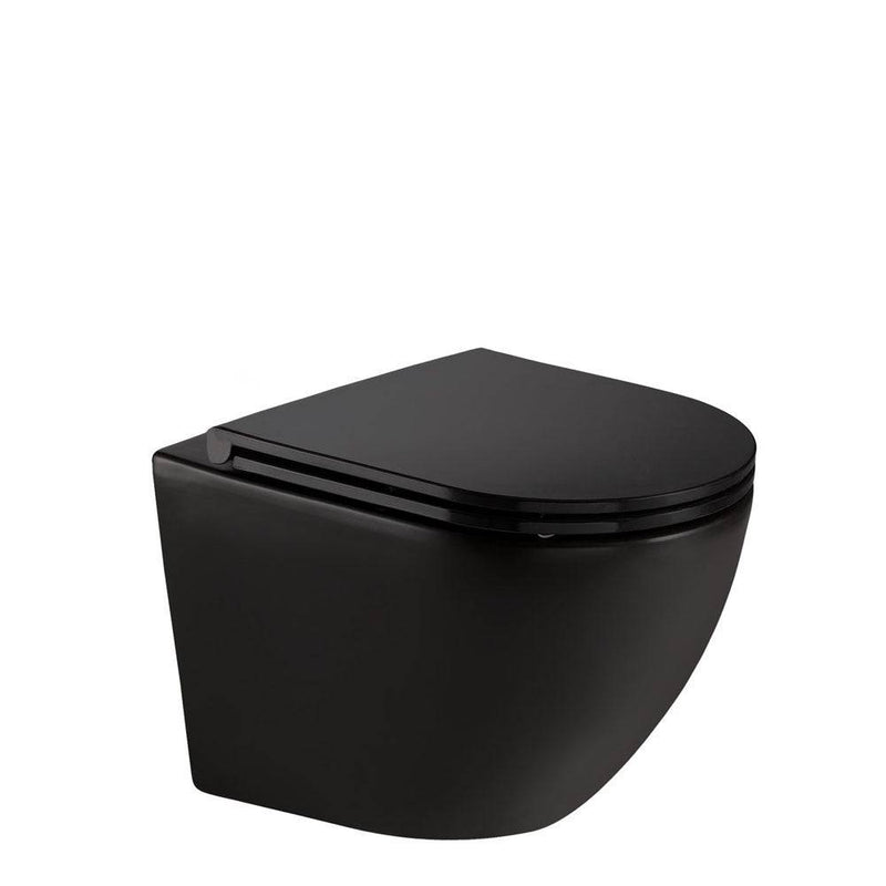 Fienza Koko Wall-Hung Toilet Suite P Trap Matte Black - Pan + Seat + GEBERIT Kappa Under Counter Cistern - Sydney Home Centre