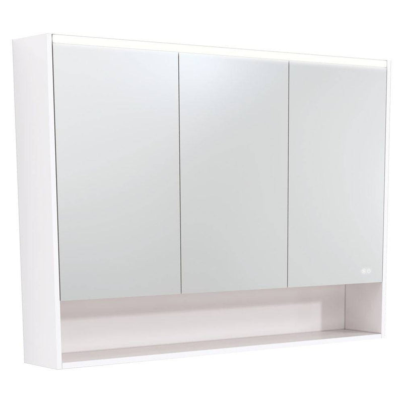 Fienza Led Mirror Cabinet 1200 With Display Shelf Gloss White - Sydney Home Centre