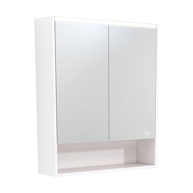 Fienza Led Mirror Cabinet 750 With Display Shelf Gloss White - Sydney Home Centre