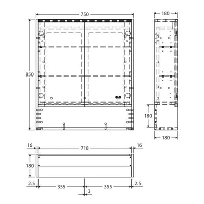 Fienza Led Mirror Cabinet 750 With Display Shelf Industrial - Sydney Home Centre