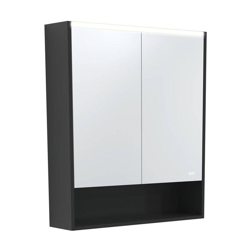 Fienza Led Mirror Cabinet 750 With Display Shelf Satin Black - Sydney Home Centre
