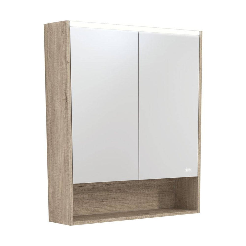 Fienza Led Mirror Cabinet 750 With Display Shelf Scandi Oak - Sydney Home Centre
