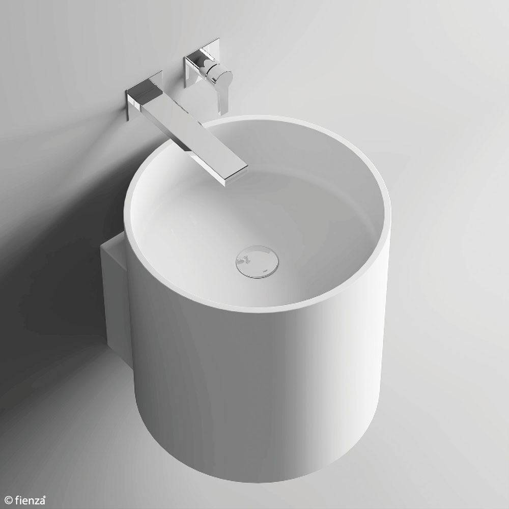 Fienza Livo Solid Surface Cylinder Wall Hung Basin White - Sydney Home Centre