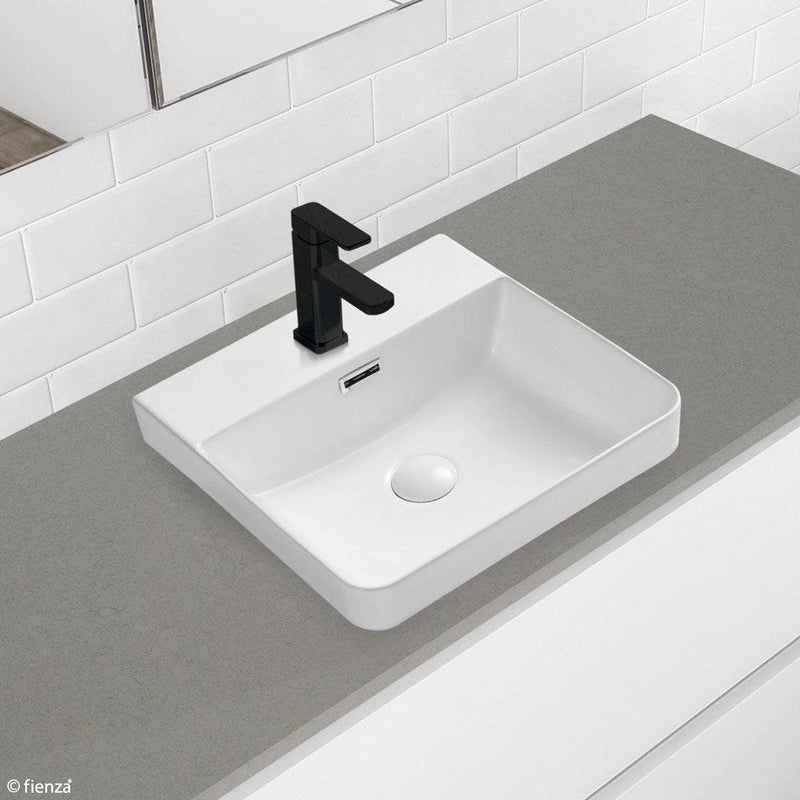 Fienza Petra Semi-Inset Basin With Tap Hole White - Sydney Home Centre