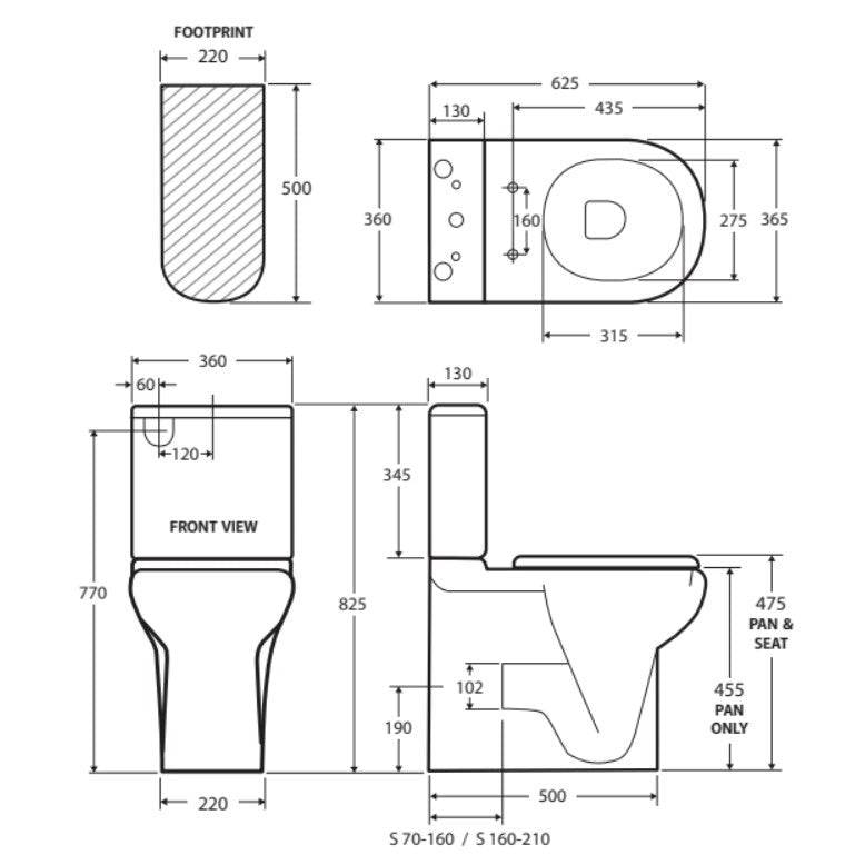 Fienza RAK Compact Back-To-Wall Toilet Suite S Trap 160mm - 210mm White - Sydney Home Centre