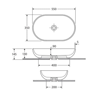 Fienza RAK Feeling Oval Above Counter Basin White - Sydney Home Centre