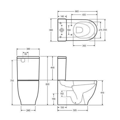 Fienza RAK Moon Back - To - Wall Toilet Suite P Trap White - Sydney Home Centre