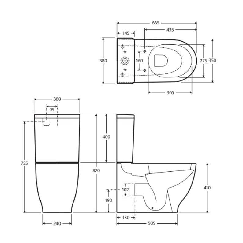 Fienza RAK Moon Back - To - Wall Toilet Suite P Trap White - Sydney Home Centre