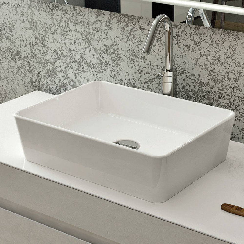 Fienza RAK Moon Rectangular Above Counter Basin White - Sydney Home Centre