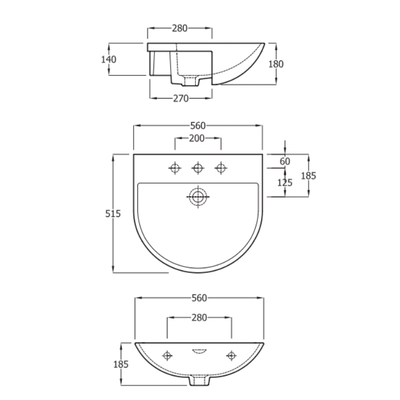 Fienza RAK Reserva Semi - Recessed Basin White - Sydney Home Centre