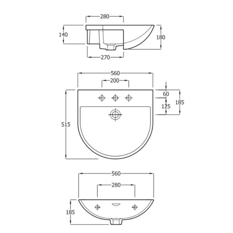 Fienza RAK Reserva Semi - Recessed Basin White - Sydney Home Centre