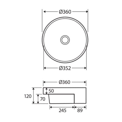 Fienza Reba Semi - Recessed Basin No Tap Hole White - Sydney Home Centre