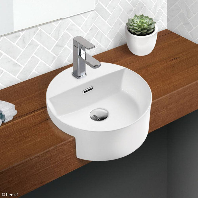 Fienza Reba Semi - Recessed Basin With Tap Hole White - Sydney Home Centre