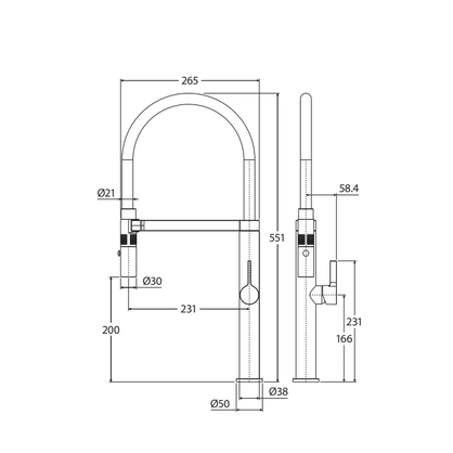 Fienza Sansa Pull Down Sink Mixer Matte Black & Brushed Nickel - Sydney Home Centre