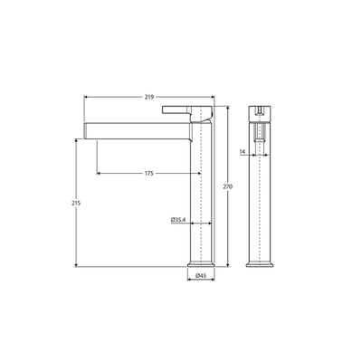 Fienza Sansa Tall Basin Mixer Brushed Nickel & Matte Black - Sydney Home Centre