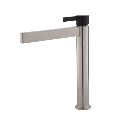 Fienza Sansa Tall Basin Mixer Brushed Nickel & Matte Black - Sydney Home Centre