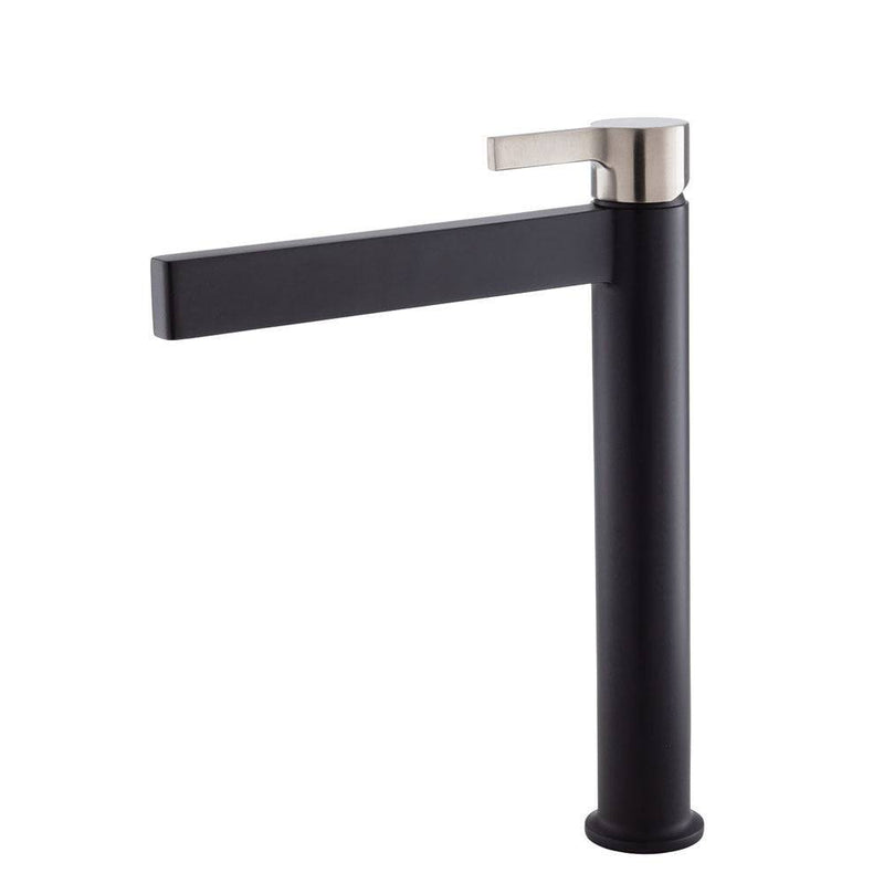 Fienza Sansa Tall Basin Mixer Matte Black & Brushed Nickel - Sydney Home Centre