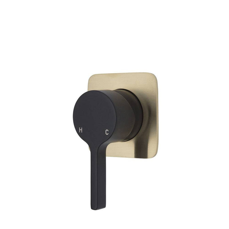 Fienza Sansa Wall Mixer Matte Black & Urban Brass - Sydney Home Centre