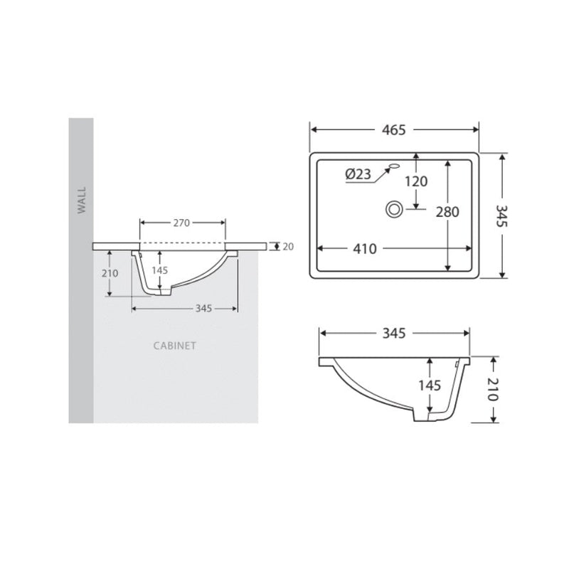 Fienza Sarah Undermounted Basin White - Sydney Home Centre