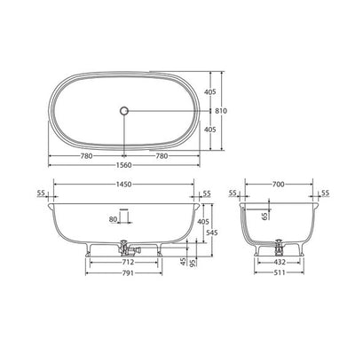 Fienza Washington Matte White Stone Bath With Overflow - Sydney Home Centre