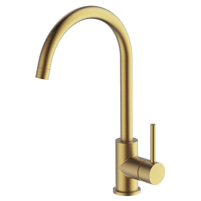 Gareth Ashton Lucia Goose Sidelever Mixer Brushed Brass - Sydney Home Centre