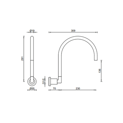 Gareth Ashton Lucia Gooseneck Laundry Spout Chrome - Sydney Home Centre