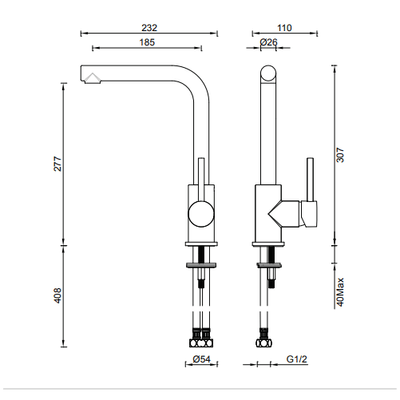 Gareth Ashton Lucia Side Lever Sink Mixer Chrome - Sydney Home Centre