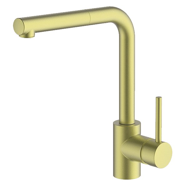 Gareth Ashton Lucia Sidelever Mixer With Pull Out Brushed Brass - Sydney Home Centre