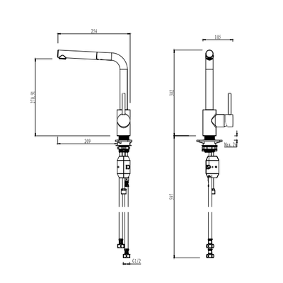 Gareth Ashton Lucia Sidelever Mixer With Pull Out Brushed Nickel - Sydney Home Centre