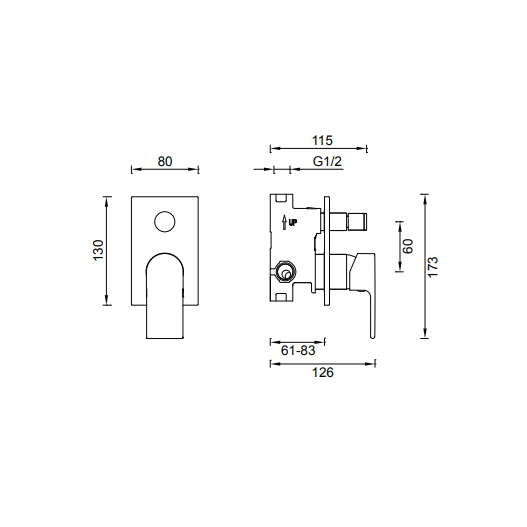 Gareth Ashton Park Avenue Complete Shower / Bath Diverter Mixer For 70mm Wall Cavity Brushed Nickel - Sydney Home Centre