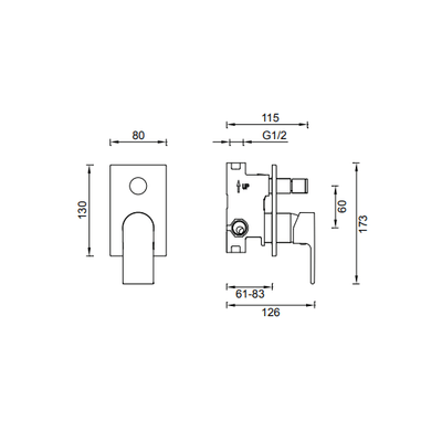 Gareth Ashton Park Avenue Complete Shower / Bath Diverter Mixer For 70mm Wall Cavity Chrome - Sydney Home Centre