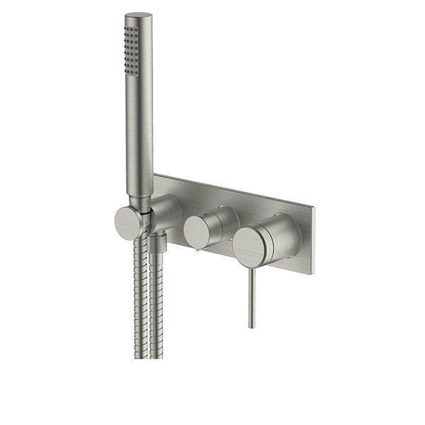 Gareth Ashton Poco 3 Hole Bath / Shower Mixer Set Brushed Nickel - Sydney Home Centre