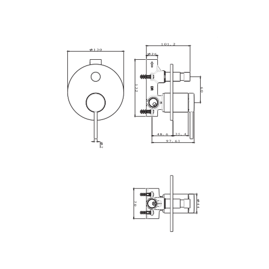 Gareth Ashton Poco Diverter Mixer Brushed Nickel - Sydney Home Centre