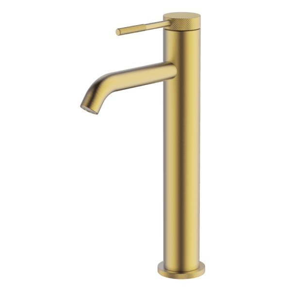 Gareth Ashton Poco Knurled High Basin Mixer Brushed Brass - Sydney Home Centre