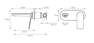 Gareth Ashton Vela Wallset With 165mm Wall Spout Brushed Nickel - Sydney Home Centre