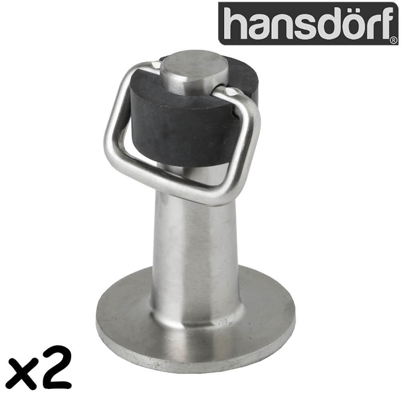 Hansdorf Heavy Duty With Catch Stainless Steel Floor Mounted Door Stopper (2 - Pack) Brushed Chrome - Sydney Home Centre