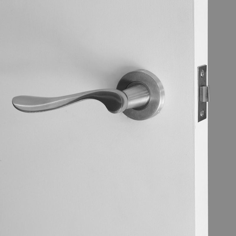 Hansdorf Royce Solid Stainless Steel Passage Door Lever Handle Kit Brushed Chrome - Sydney Home Centre