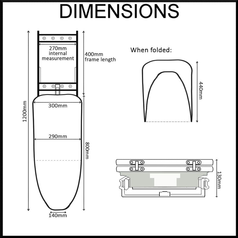 Heuger Fold - Out Hide - Away Ironing Board 800mm Grey - Sydney Home Centre