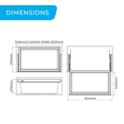 Higold A Series Deep Pull Out Wardrobe Basket Fits 600mm Cabinet Grey & Chocolate - Sydney Home Centre