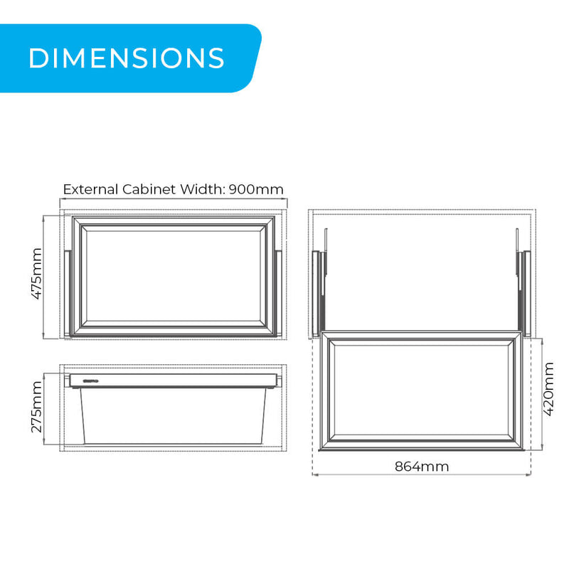 Higold A Series Deep Pull Out Wardrobe Basket Fits 900mm Cabinet Grey & Chocolate - Sydney Home Centre