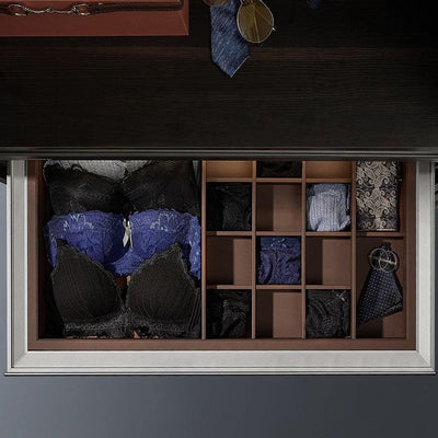 Higold A Series Pull Out Wardrobe Storage Tray Fits 900mm Cabinet With Multiple Sections Grey & Chocolate - Sydney Home Centre