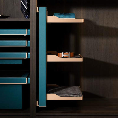 Higold B Series Left Side Mount 3-Tier Slide Out Wardrobe Storage Baskets Tiffany Teal With Copper - Sydney Home Centre